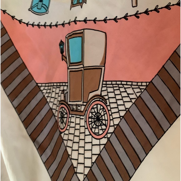 Vintage Coach Lantern Street Light Pure Silk Scarf Hand Screened Hand Rolled - Picture 4 of 9